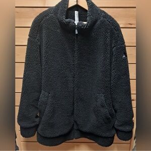 ALO Yoga Black Plush Sherpa Zip-Up Jacket